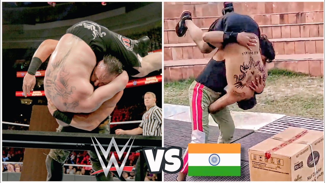We tried WWE best moves. Triple Thread Match Brock Lesnar vs Braun Strowman vs Kane #wwe #wweindia