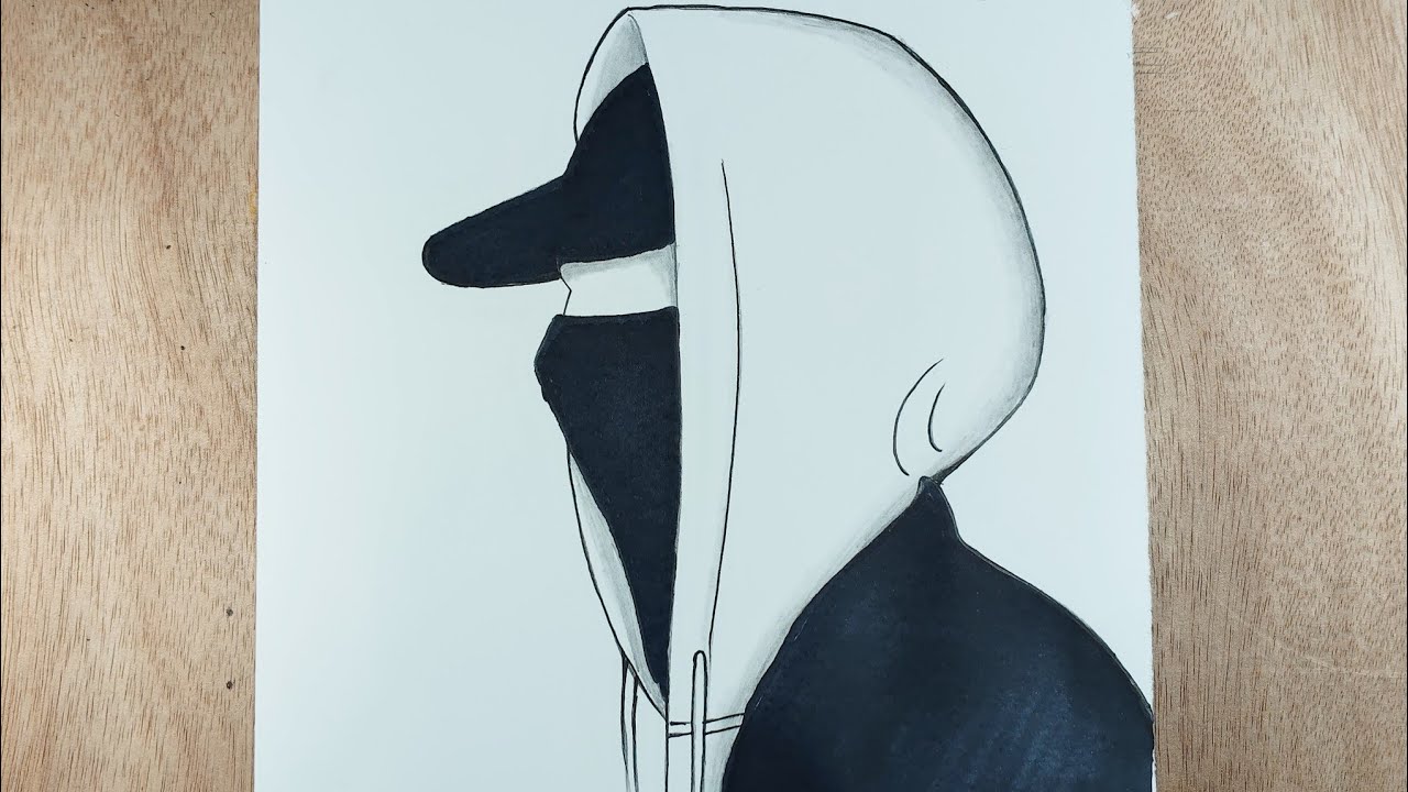 How to Draw a Anime boy with Mask and Hoodie | For beginners 