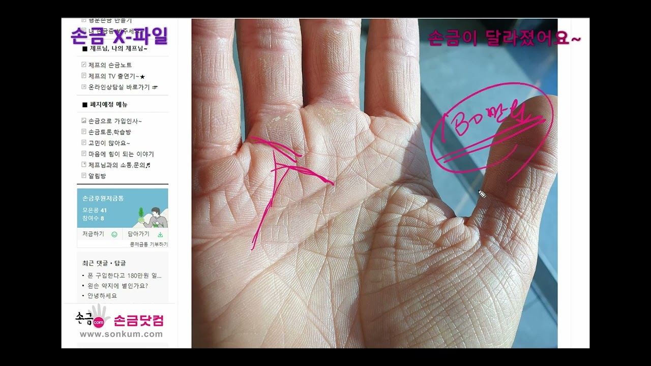[손금X-파일] 손금이 달라졌어요~ (갑자기 강해진 장해선, 사업선이 나옴, 태양구 별문양)