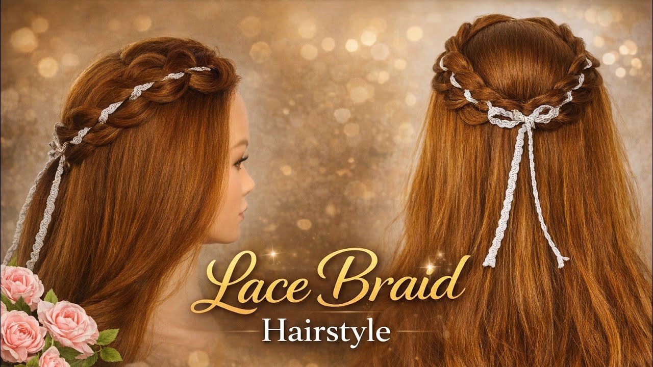 Easy Lace Braid Hairstyle for Wedding | Simple Open Hair Party Look for Beginners