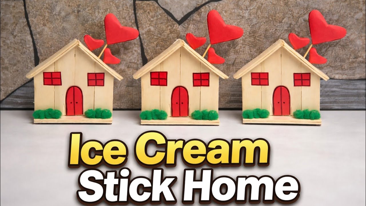 DIY ice cream stick craft | ice cream stick house | popsicle stick crafts