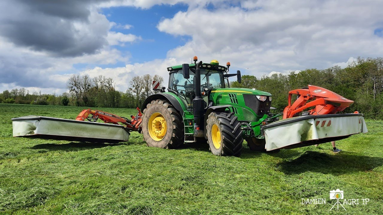 Fauchage / JD 6215R Faucheuse kuhn 10 M / ETA Van lersel frères