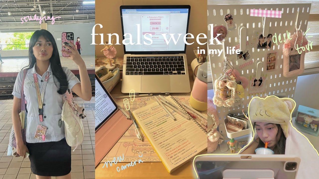 college diaries | finals week, desk tour, new camera ୭  🧷 ✧ ˚.  ᵎᵎ  🎀