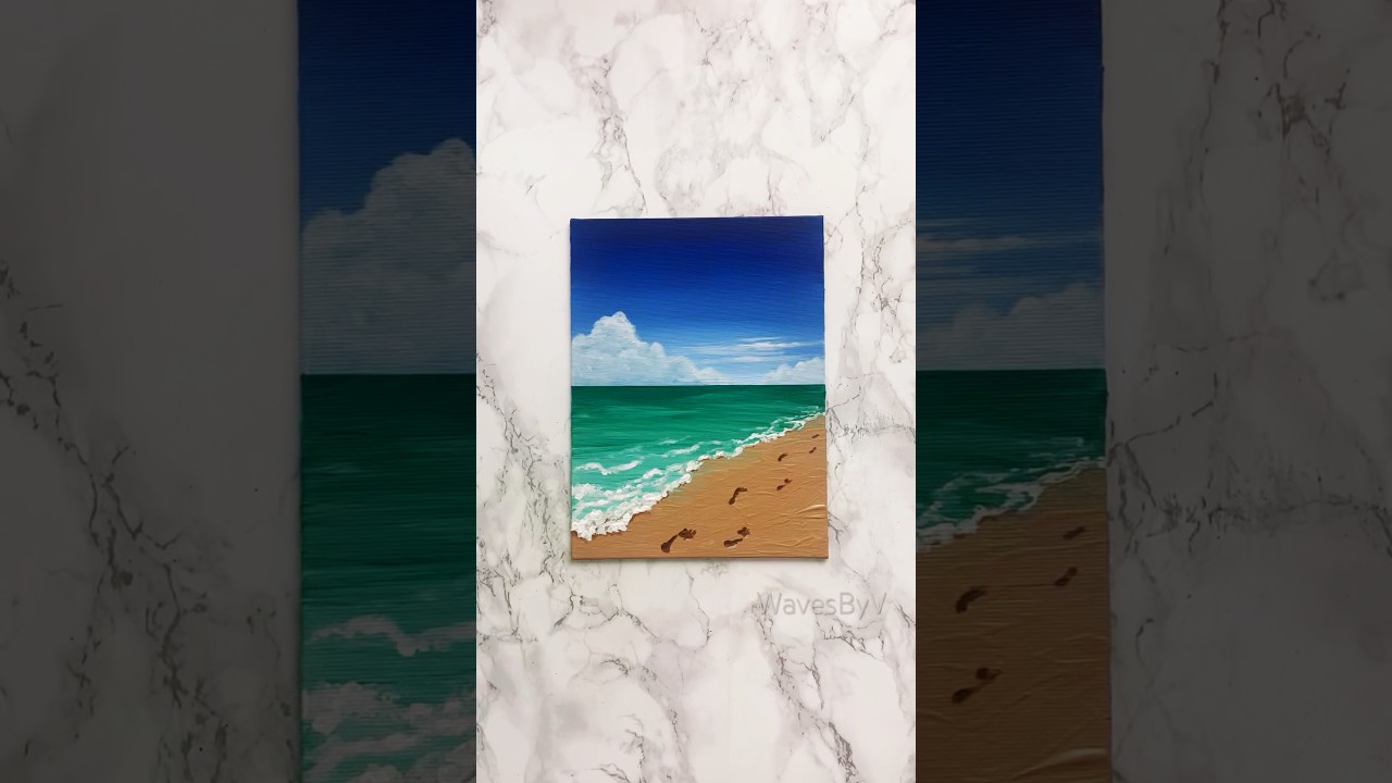 &ldquo;By the Shore&rdquo; Easy painting idea for beginners #paintingtutorial #art #seascape #beach