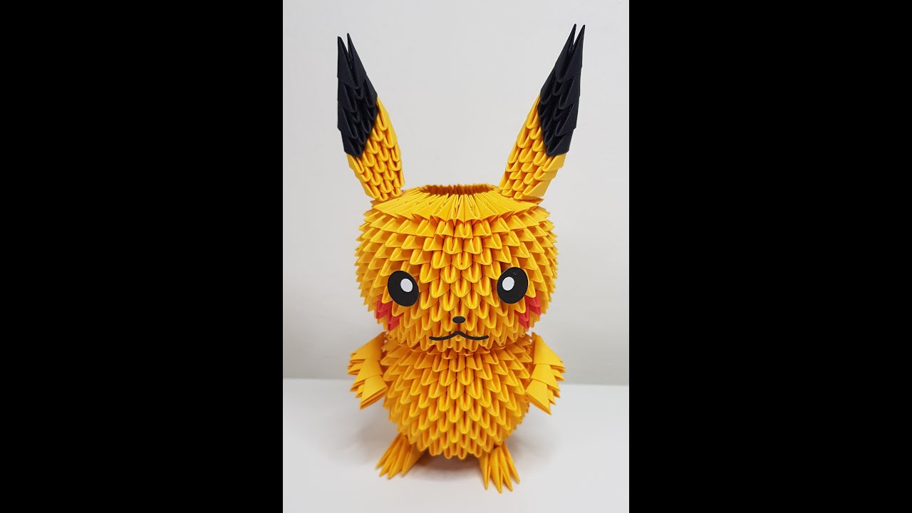 3D origami Tutorial Pokemon; Pikachu