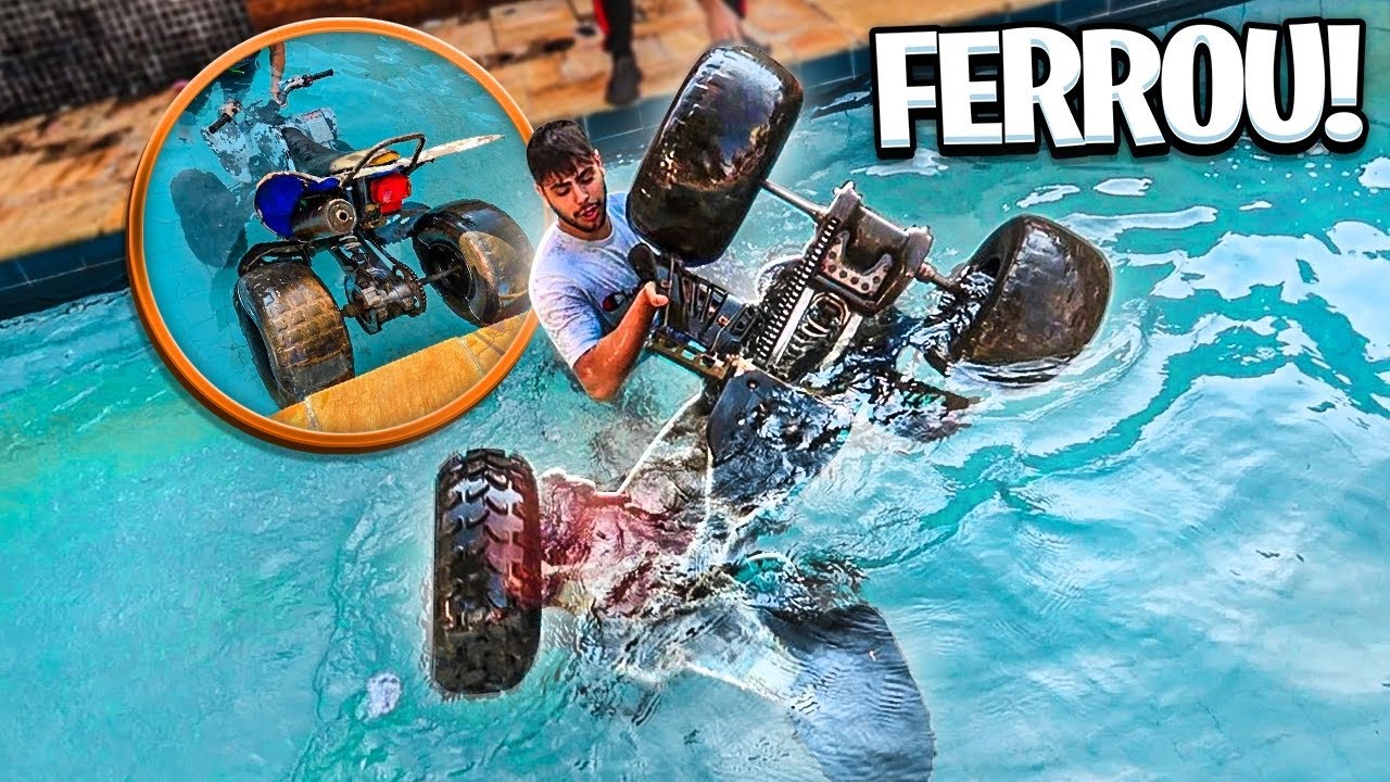 DERRUBARAM MEU QUADRICICLO NA PISCINA * adivinha quem foi ?? *