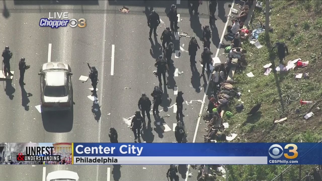 Police, Protesters Clash On Vine Street Expressway In Philadelphia Part 2