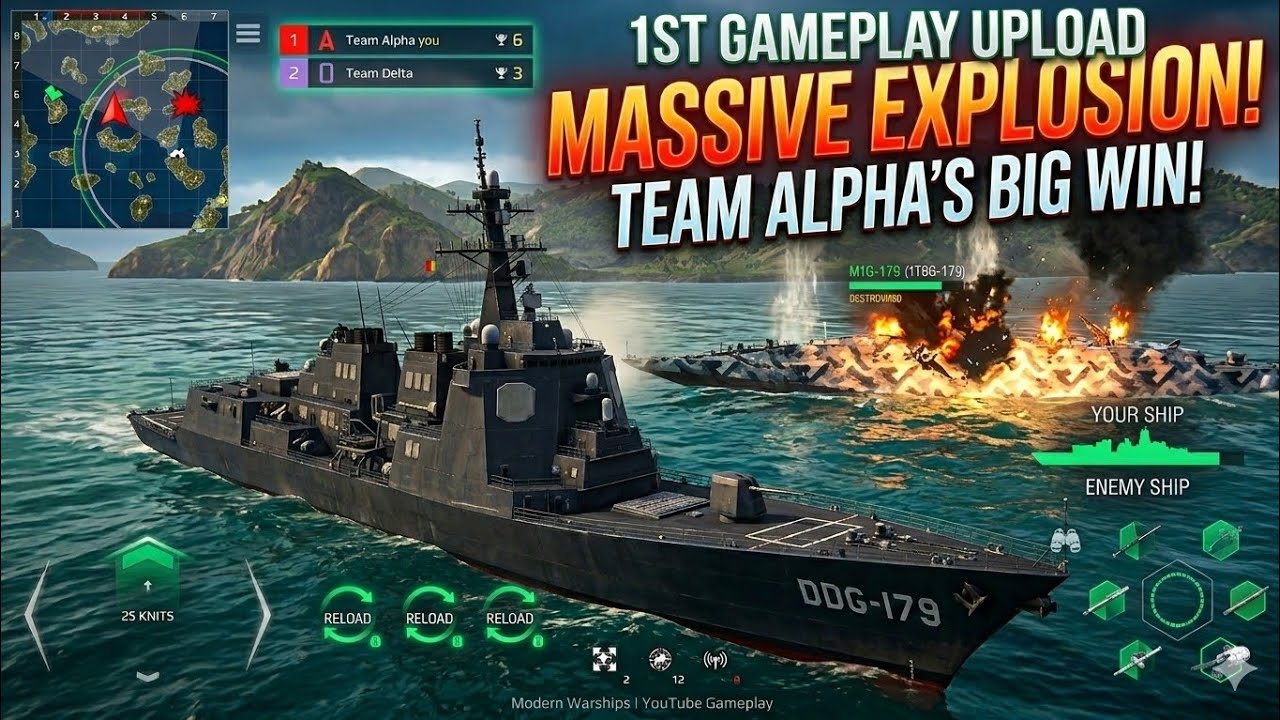 💥 (1st time) MASSIVE EXPLOSION! TEAM ALPHA TAKES THE WIN!(Modern Warships Gameplay)@Modern_Warships