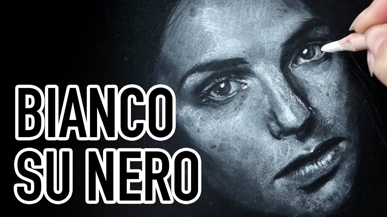 DISEGNARE AL CONTRARIO: BIANCO SU NERO! Ritratto volto realistico con matita bianca - lumeggiatura