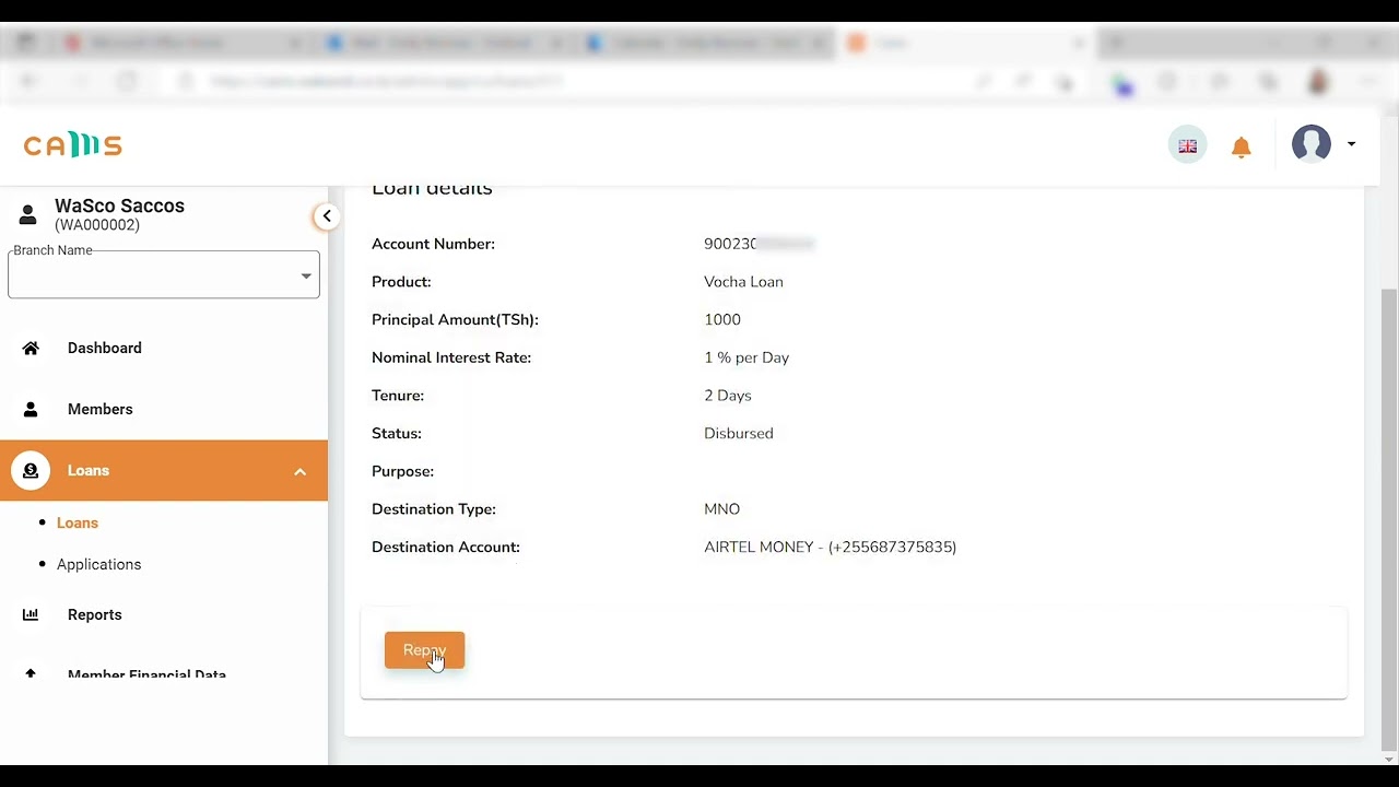 Loan management: CAMS Demo