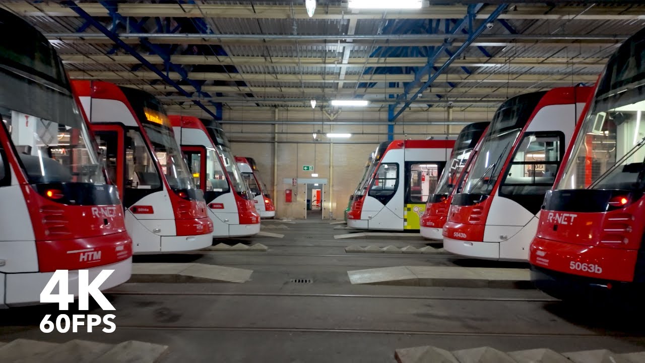 Into the maintenance workshop | 🚊 HTM Line 11 | 🇳🇱 The Hague | 4K Tram Cabview | Siemens Avenio