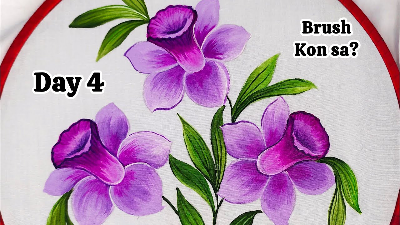 Fabric Painting Course for Beginners Day 4 | Best Brush for Painting|| Daffodil flower Painting