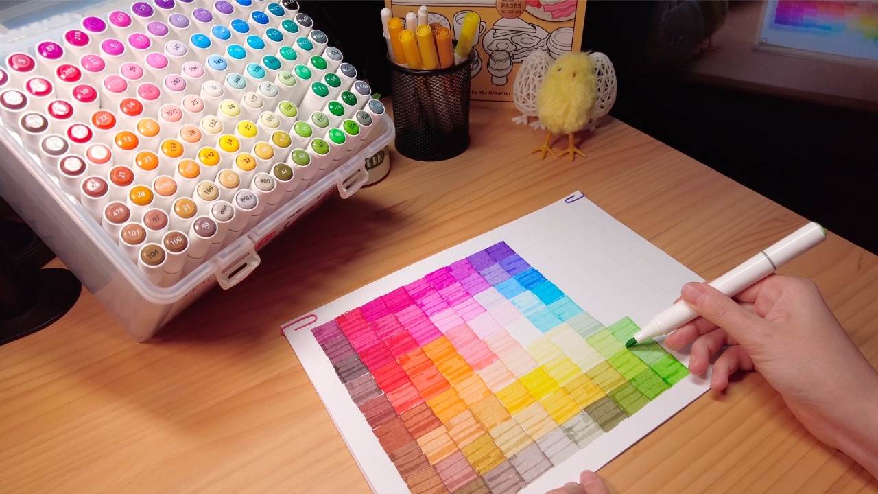 Organizing HUGE Ohuhu Marker Set - Testing Every Shade in My New Set #swatching