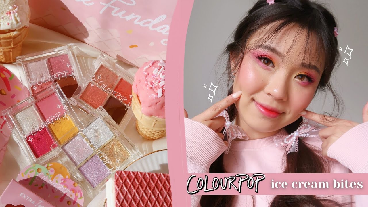 COLOURPOP ICE CREAM BITES COLLECTION 🍦✨ 3 LOOKS, REVIEW + COMPARISONS!