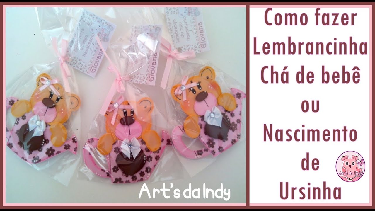 DIY - Lembrancinha chá de bebê ou nascimento Ursinha em EVA