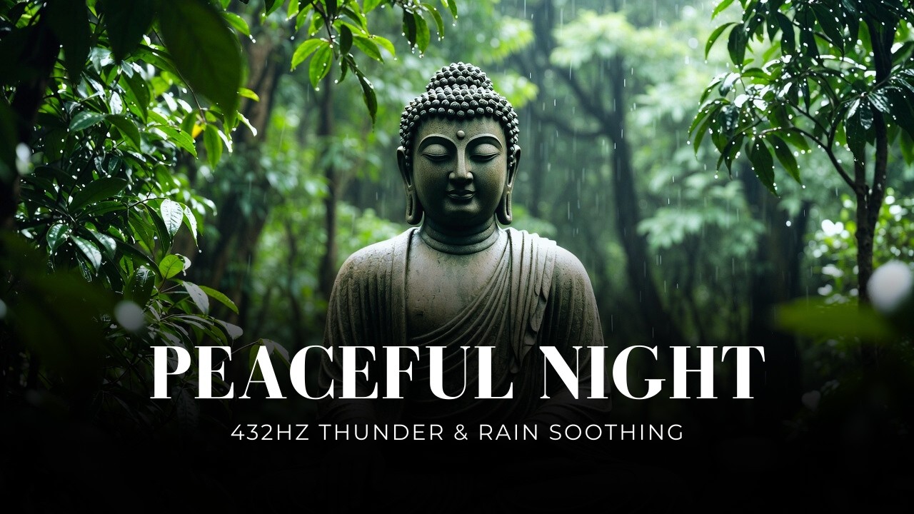 NIGHTTIME RELAXATION | 432Hz Thunder & Rain Soothing Sounds