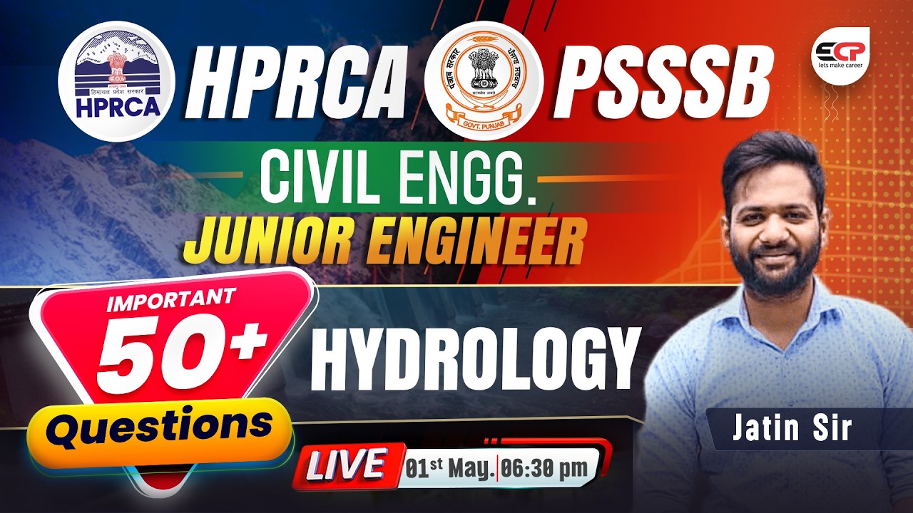 HPRCA & PSSSB JE Civil 2026 🚀 | 149 Post & Adv 7/2026 | Hydrology Most Important 50+ Questions 💧