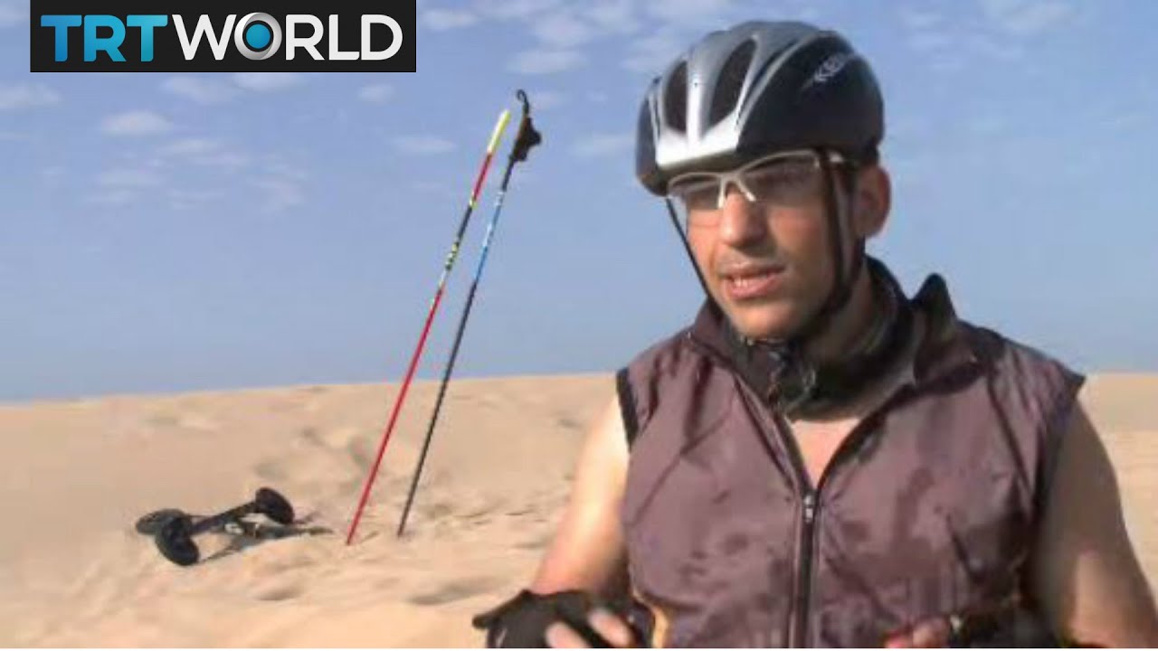Moroccan Sand Skier: Skier trains for Winter Games on sand