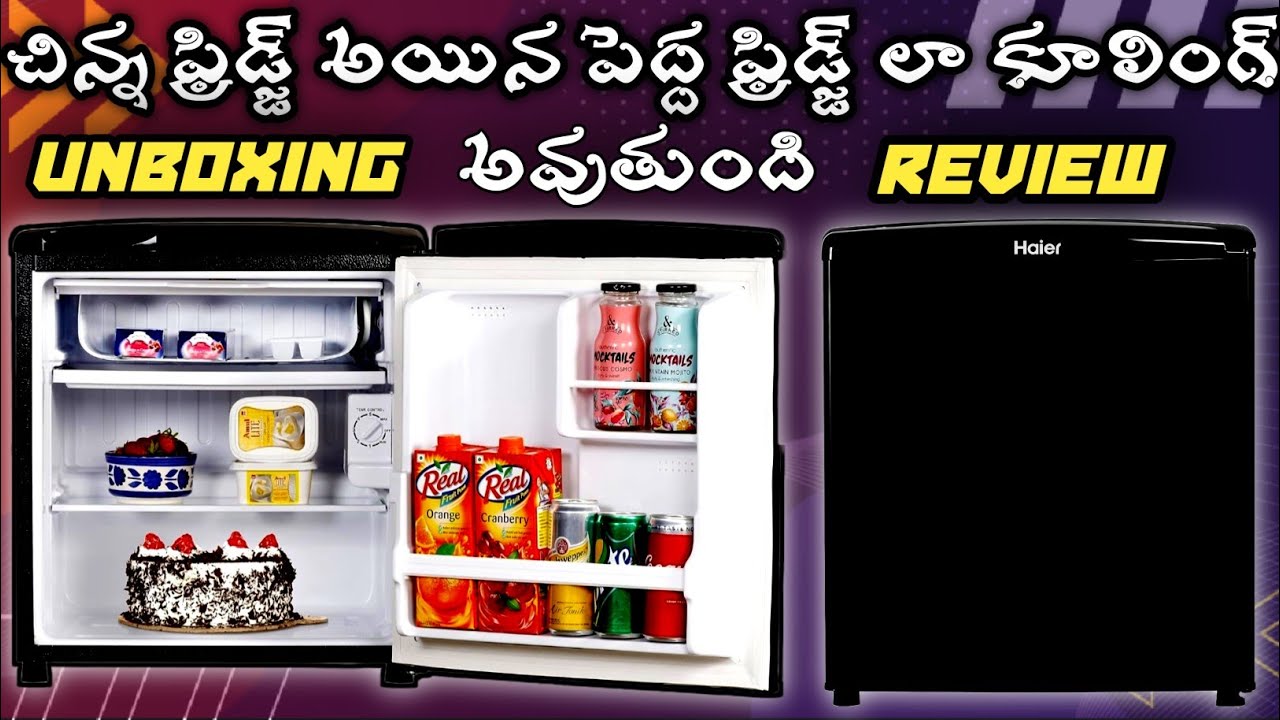 Haier 53L  2 Star  Direct - Cool Mini Refrigerator( HR-65KS) Black. Unboxing And Review In Telugu.