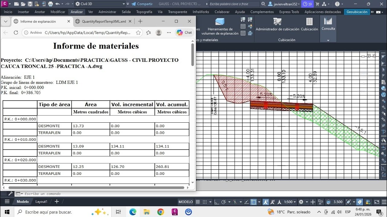 CÁLCULO DE MATERIAL - MOVIMIENTO DE TIERRAS 🧑‍💻