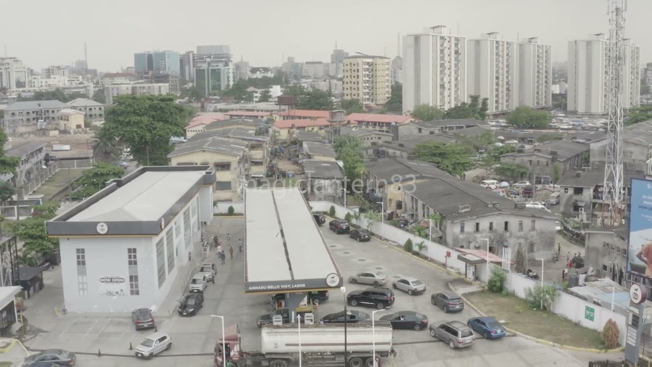 Drone footage of Ahmadu Bello Way, Victoria Island, Lagos, Nigeria