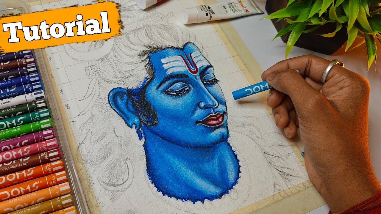 Lord Shiva Drawing  With Oil Pastel Colour 🚩😍 | Mahadev Ji oil pastel drawing | Step by step