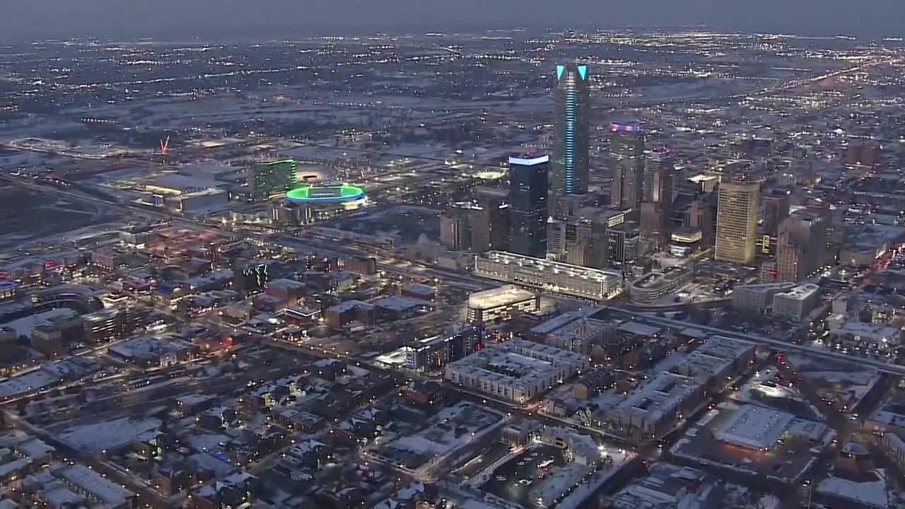 How much snow remains in Oklahoma? Sky 5 shows the scene from above