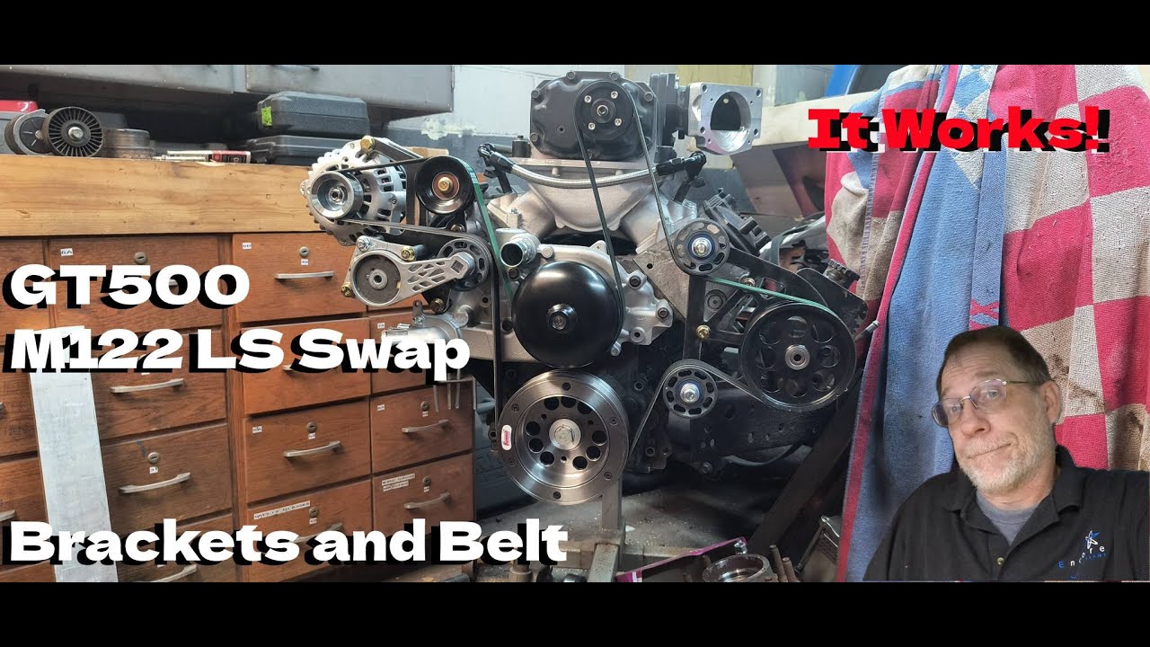 Swapping a GT500 Eaton M122 Blower to a 5.3 swap part 3.  Making the brackets, slinging the belt