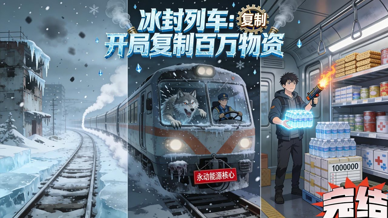 《末世签到：开局囤积亿万物资》 太阳耀斑爆发，全球人类被强制传送到无尽铁轨世界。每人一节列车车厢，窗外是-50℃的死亡冰川。停车超24小时？车厢锈蚀，玩家湮灭！#重生#空间#科幻 #末世
