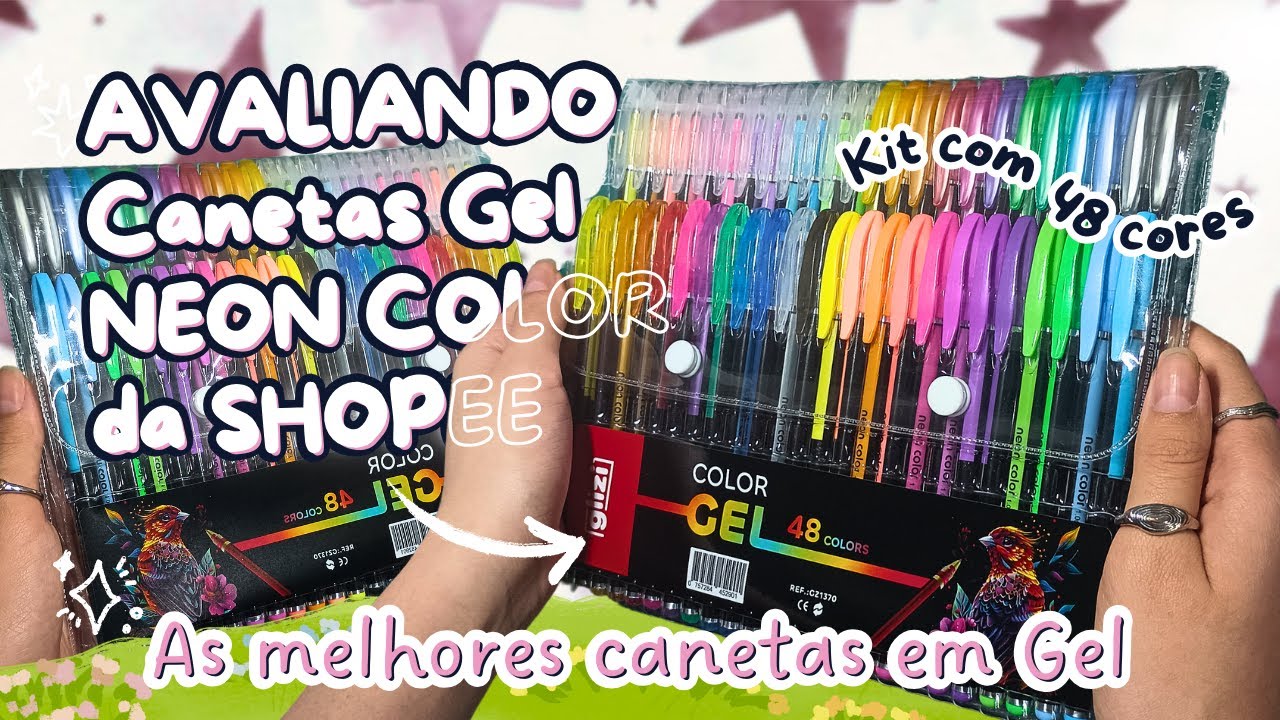 Testando Kit de canetas gel da Shopee  - Review completa! / 48 cores / by Vally 🌷✨