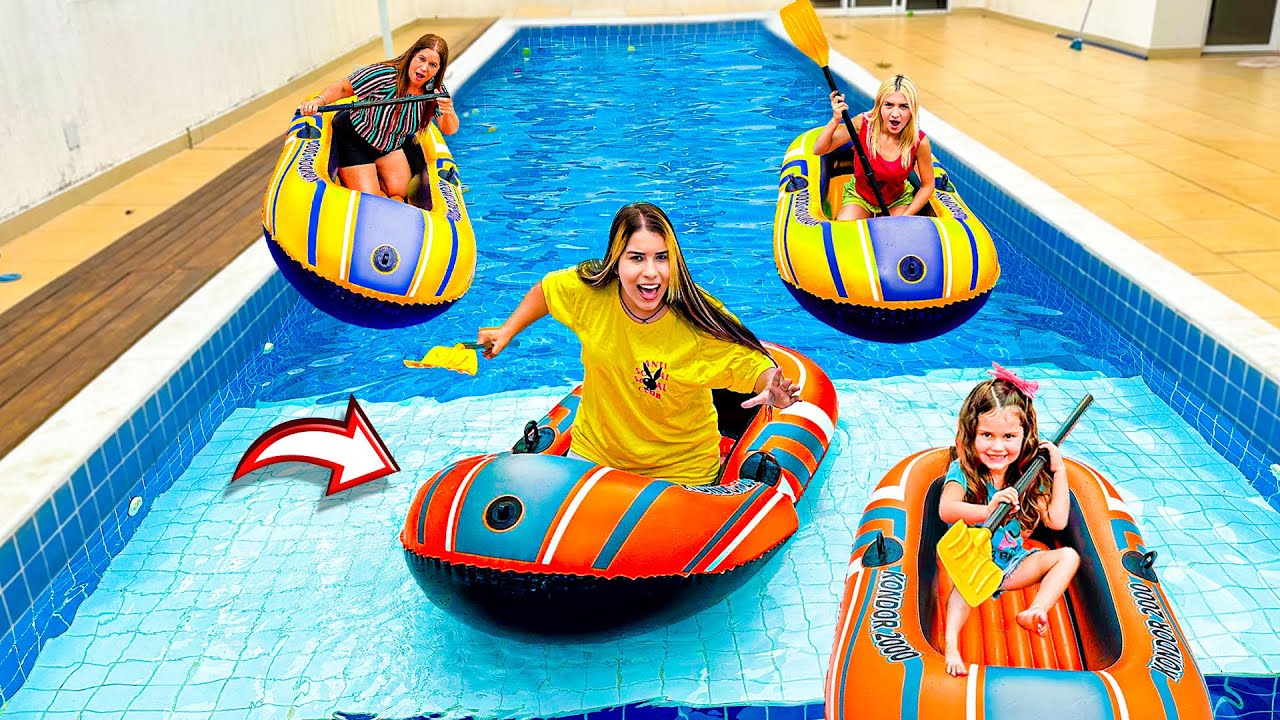 QUEM ATRAVESSAR A PISCINA EM MENOS TEMPO COM O BARCO GANHA - desafio