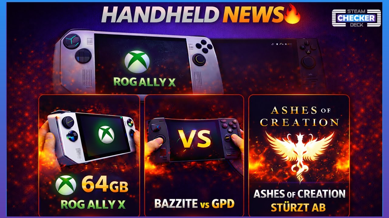 Handheld News: XBOX ROG Ally X mit 64 GB RAM, Bazzite vs GPD & Ashes of Creation stürzt ab!