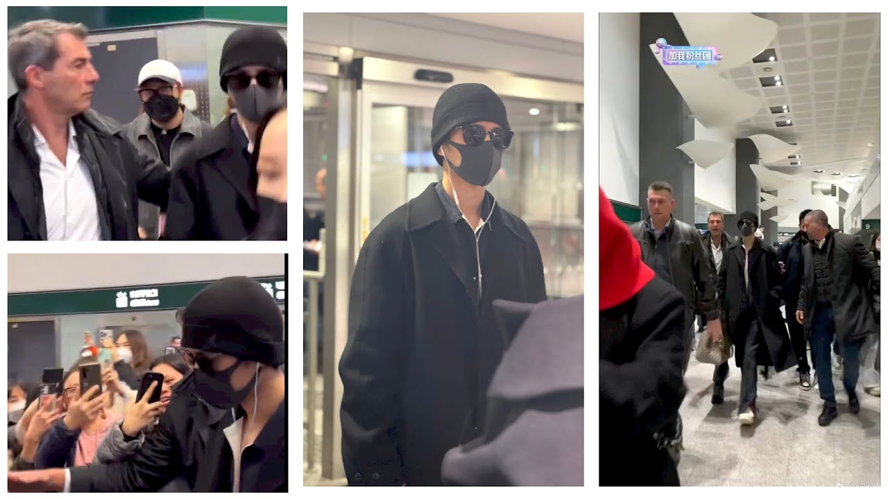 Milan airport was as chaotic as Shanghai, but huge bodyguards protected Xiao Zhan safely to the car.