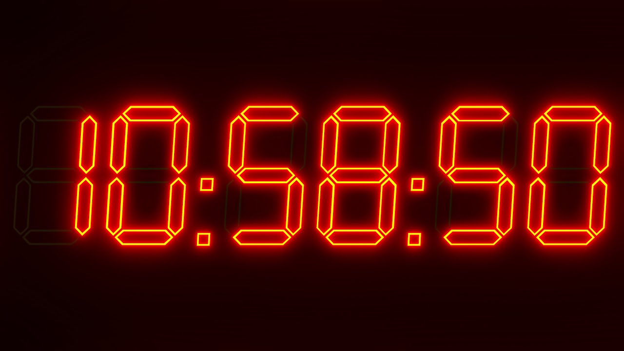 12h Hour Clock Digital 12-24 Orange Glow 4K ( afternoon + evening )