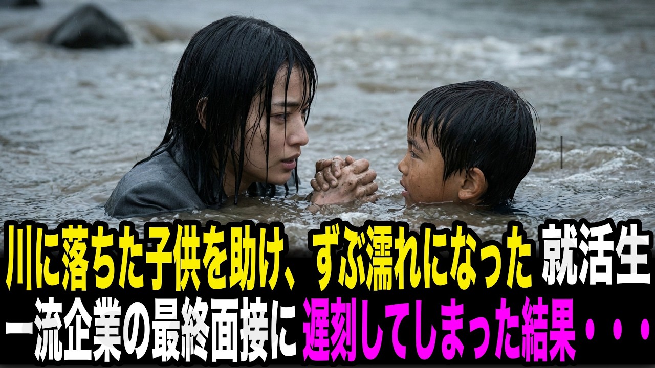 川に落ちた子供を助け、ずぶ濡れになった就活生。一流企業の面接に遅刻してしまった結果・・・
