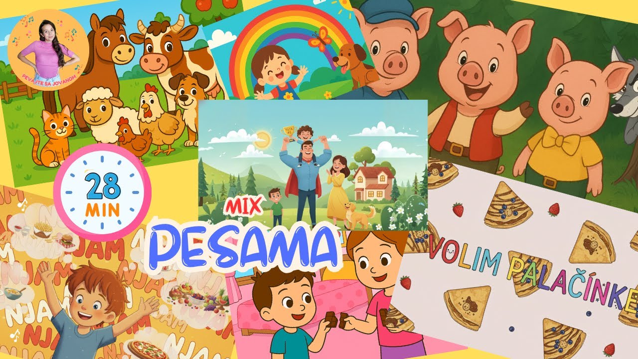 🌈 MIX DEČIJIH PESAMA 🌈 Pevajte sa Jovanom | Moj je tata najbolji | Boje | Njam njam | Tri praseta