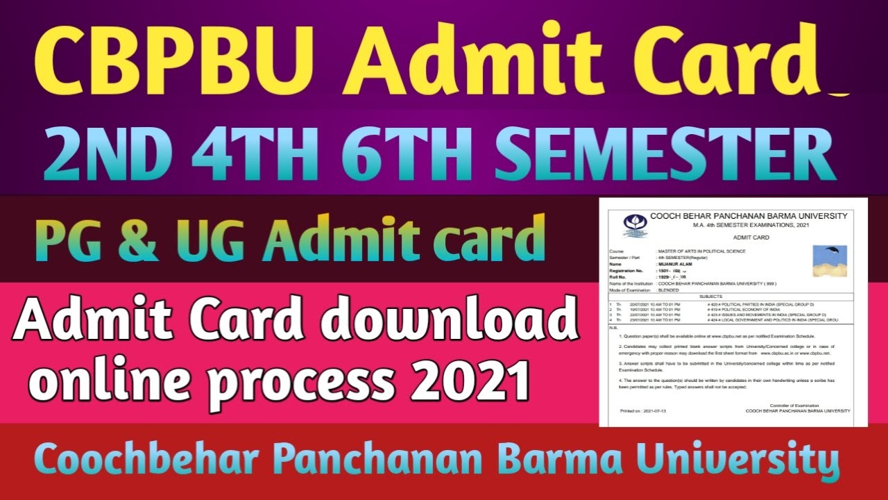 CBPBU ADMIT CARD DOWNLOAD online Process 2021| 2nd 4th 6th Semester Admit Card| Ug & Pg Admit Card
