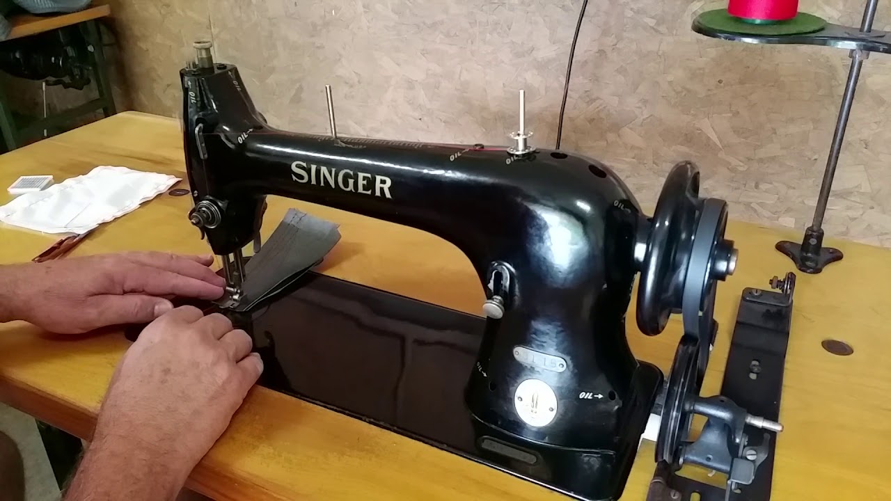 SINGER 31-15 industrial sewing machine demonstration.