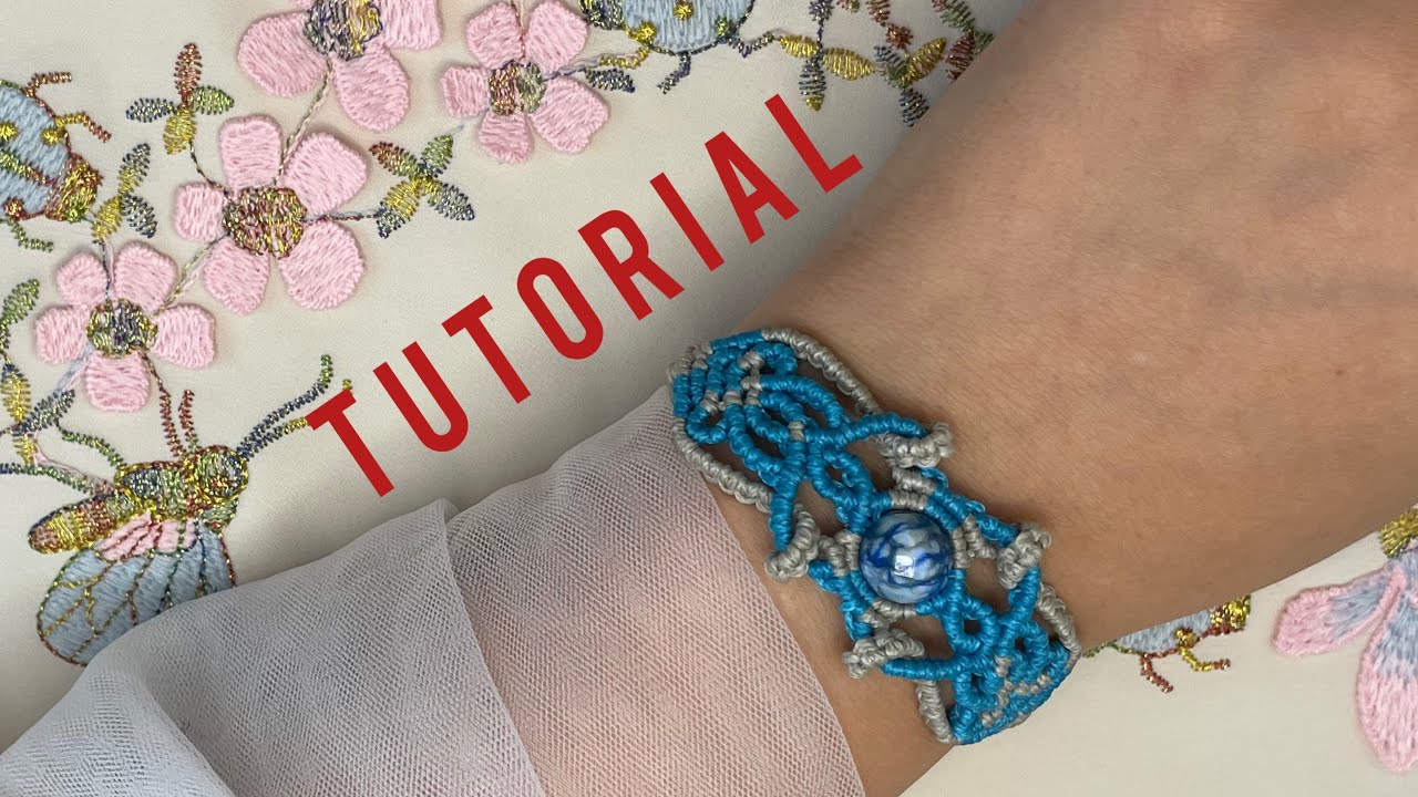 diy macrame bracelet with beads/Pulsera de macramé con cuentas/ Makramee-Armband mit Perlen/tuto