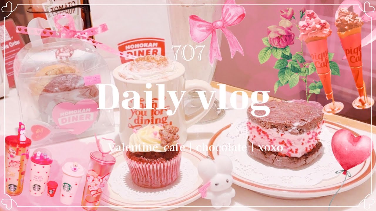 【Valentine Vlog】バレンタイン限定カフェ巡り🍫💗 ジェラピケカフェ＆Q-pot CAFE｜かわいい購入品紹介💕