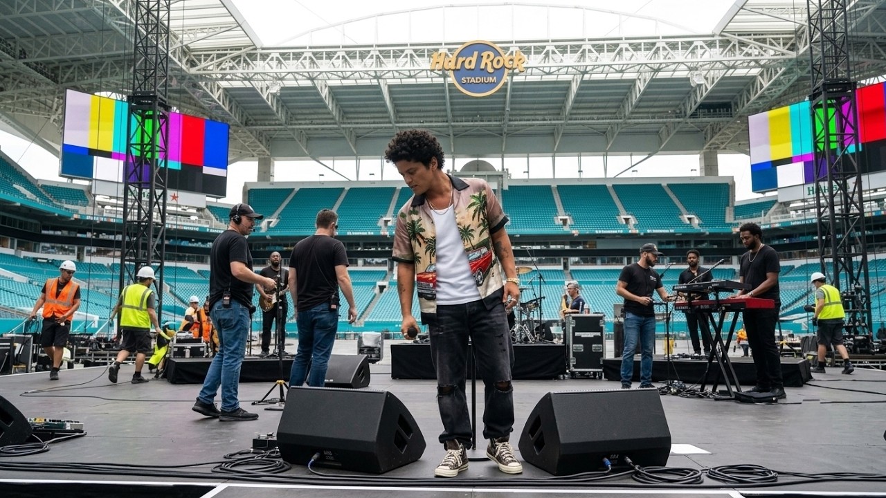 BRUNO MARS&rsquo; SOUNDCHECK The Romantic Tour Day 58: Miami Stadium Setup Is Ready for Tonight&rsquo;s Show