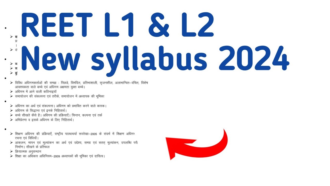 REET Syllabus 2024- New Exam Pattern and Syllabus PDF for Level 1 & 2