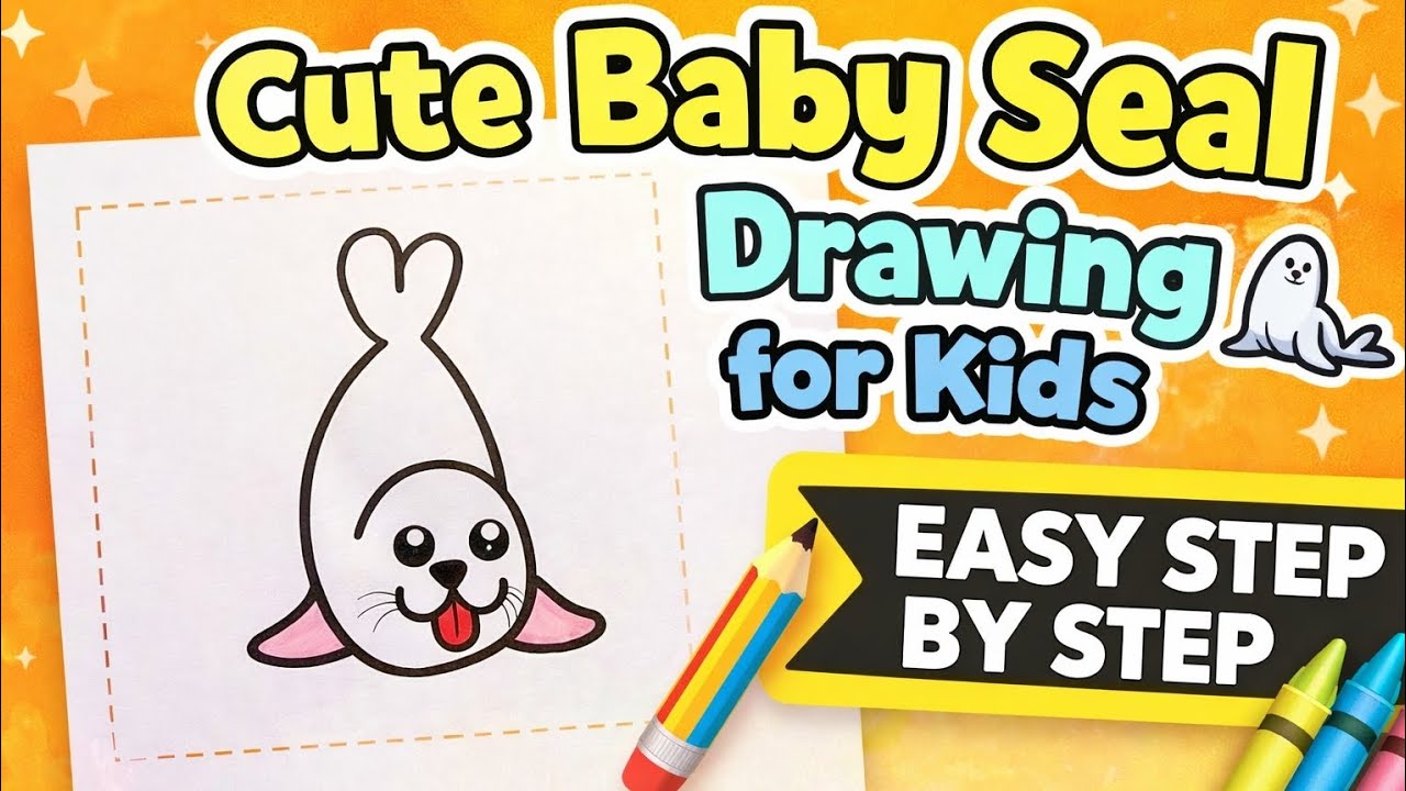Cute Baby Seal Drawing for Kids 🦭 | Easy Step by Step Drawing Tutorial
