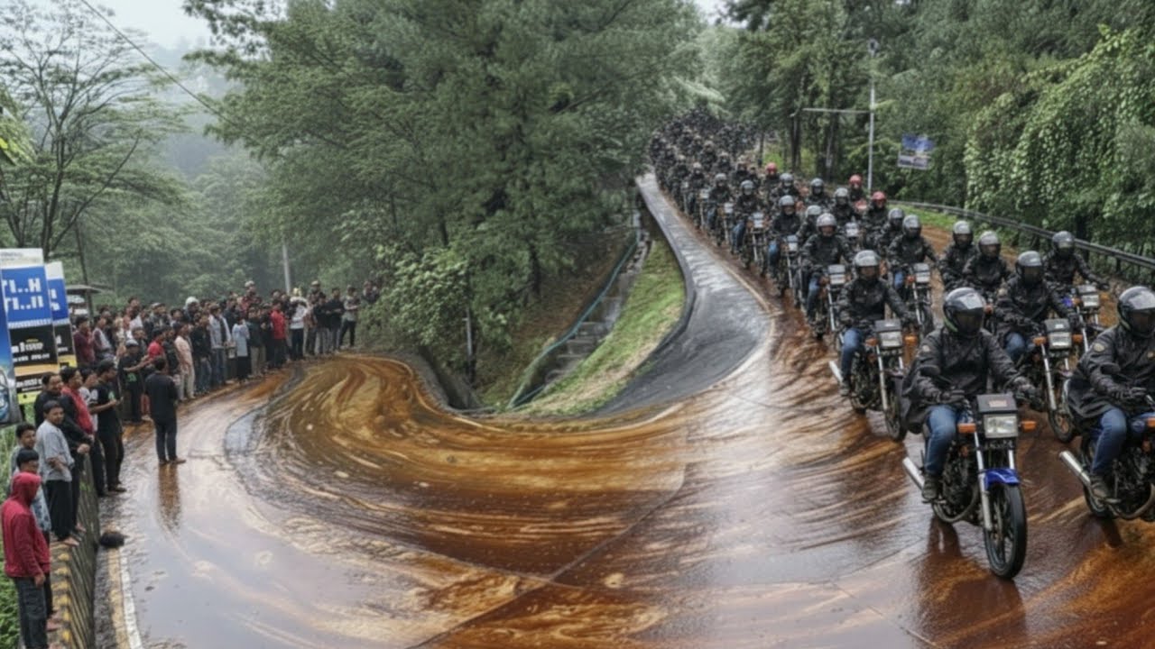 PETAKA TUMPAHAN MINYAK‼️Truk Siba Surya Kewalahan Nanjak, Puluhan Motor King Hebohkan Sitinjau Lauik