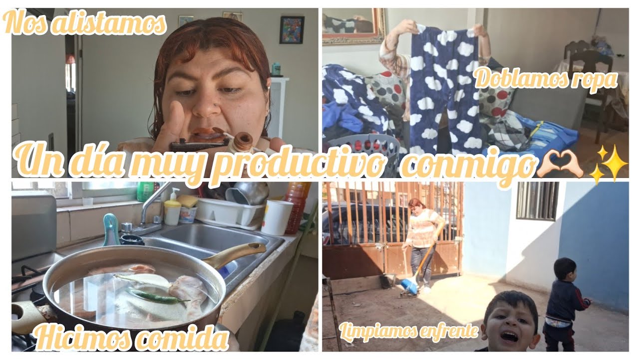 UN DIA MUY PRODUCTIVO  CONMIGO🫶🏻✨️nos alistamos,doblamos ropa, hicimos comida,limpiamos enfrente 🏡
