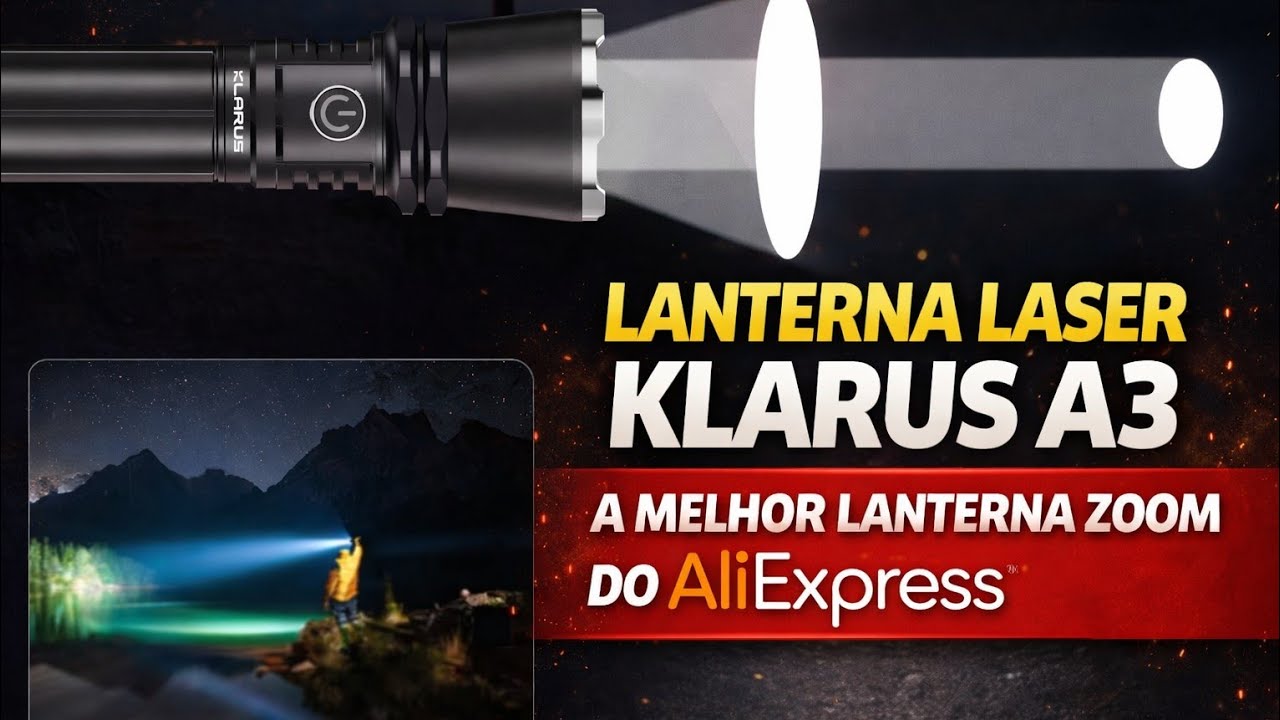 🔴 Lanterna Laser Klarus A3 Lanterna Zoom de Longo Alcance com 2200 Lumnes e Alcance de 750 Metros
