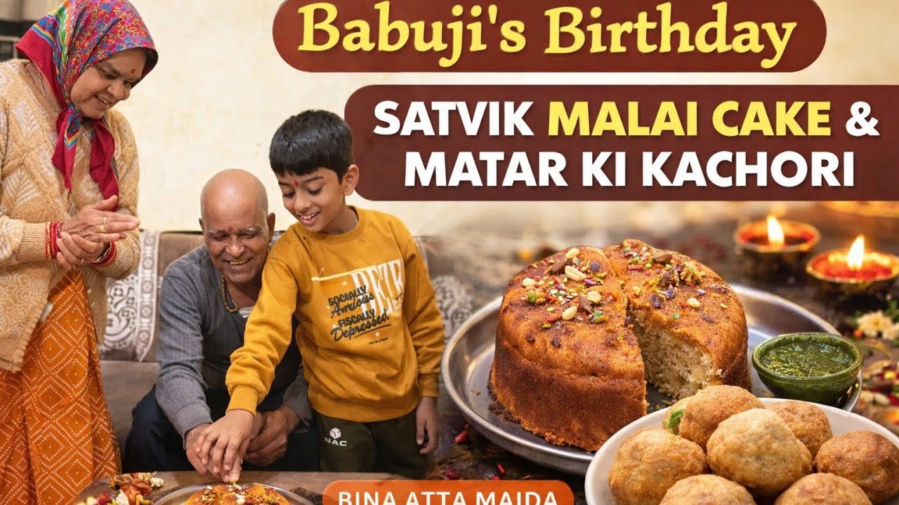 Gas Tandoori Soft Malai Cake 🎂 | No Maida No Atta | Matar Ki Kachori | Babuji Birthday Special 🎉