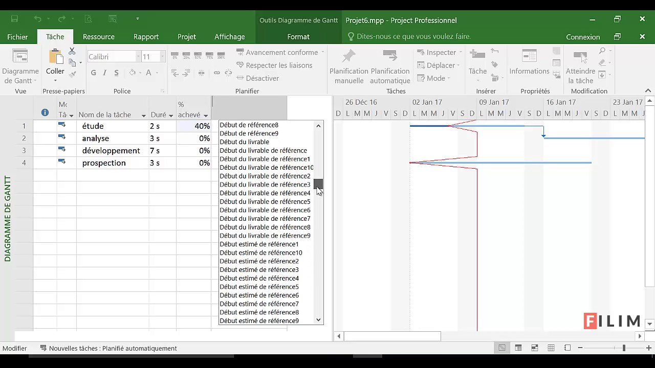 QR   Identifier les retards dans MS Project