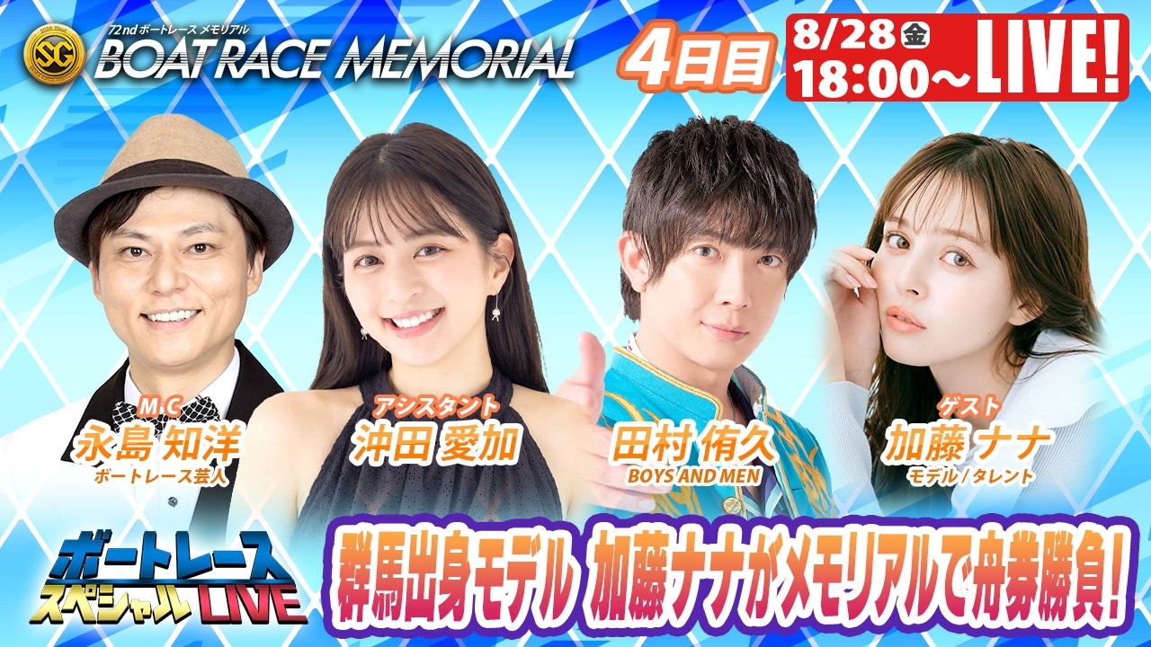 桐生SGボートレースメモリアル9R～12R｜8月28日（金）18:00～｜ボートレーススペシャルLIVE｜ボートレース【桐生】