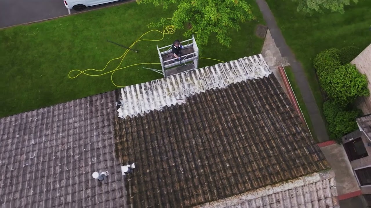 Soft wash roof cleaning